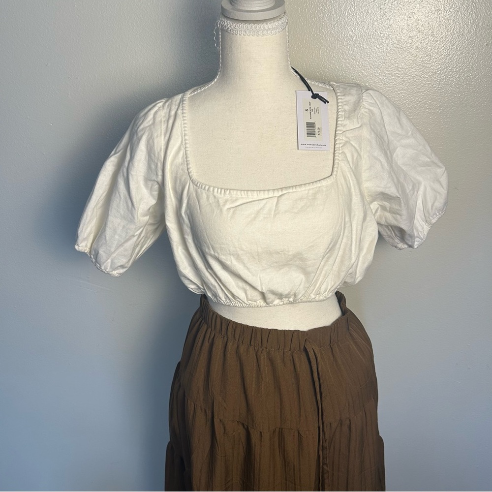 Boho White Linen Crop Top